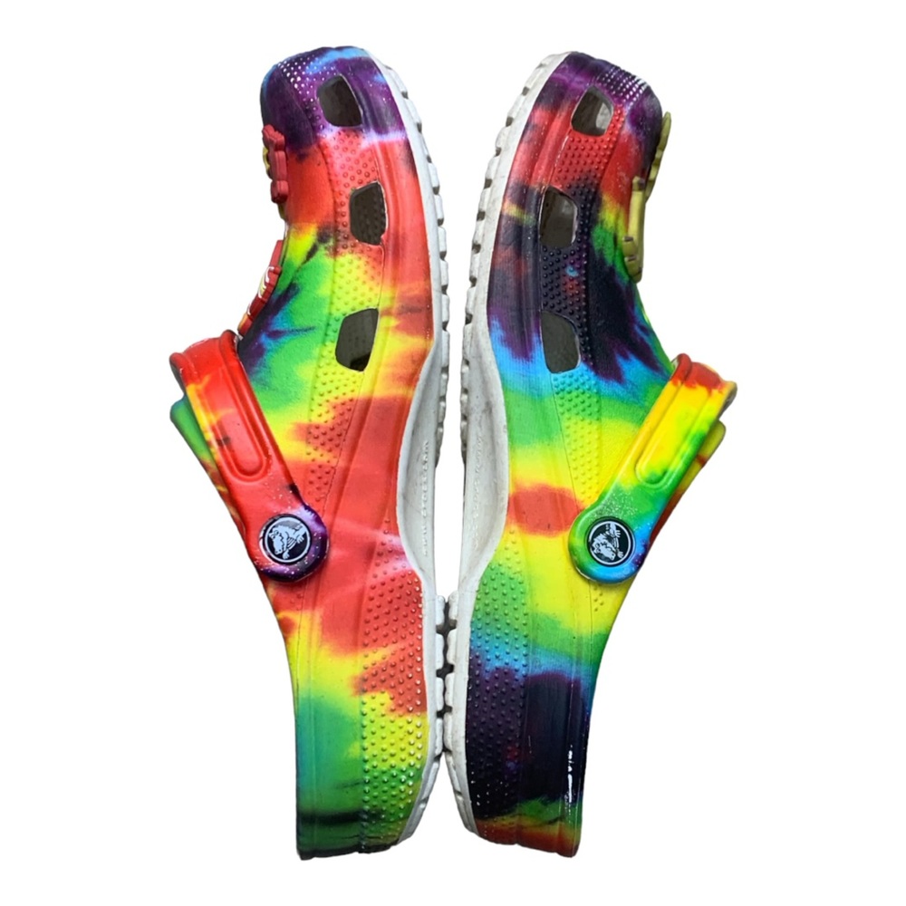 CROCS Classic Tie Dye Women’s Size 11 Men's Size 9 Primary colors Jibbitz - Picture 6 of 8